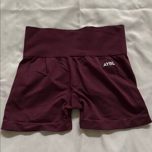 AYBL Women's High-Waist Athletic Shorts in Burgundy